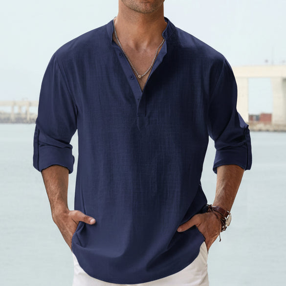 Men's Casual Shirt-Loose-Tops Long Sleeve