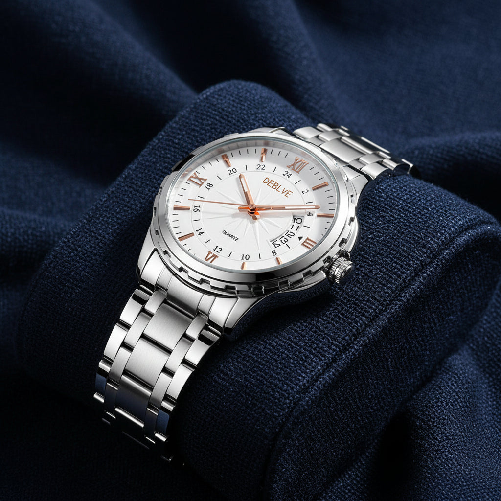 Stainless Steel Luxurious Watch - Men High - Grade Quartz and Waterproof