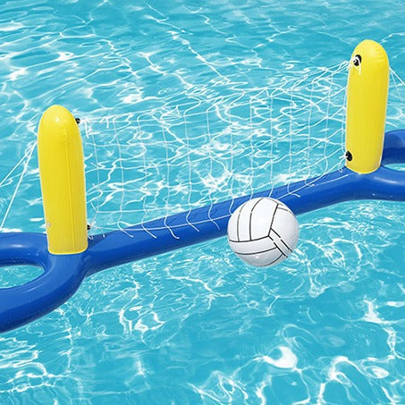 Pool volleyball set with ball in a pool