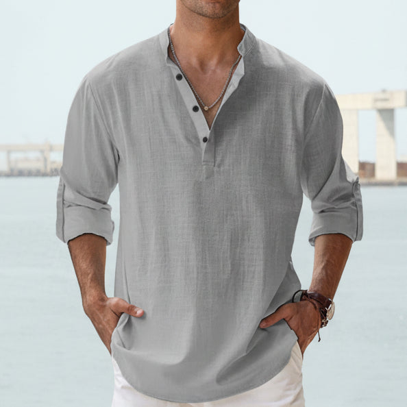 Men's Casual Shirt-Loose-Tops Long Sleeve