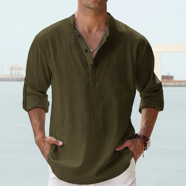 Men's Casual Shirt-Loose-Tops Long Sleeve