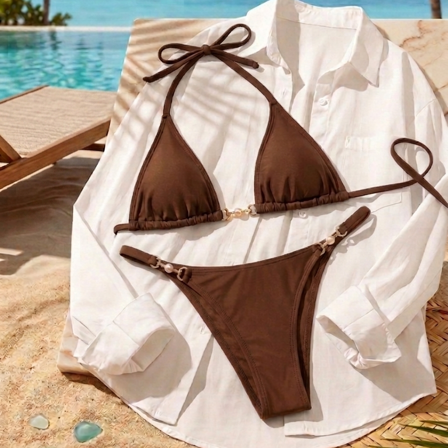 Women's Elegant Bikini with Metal Chain