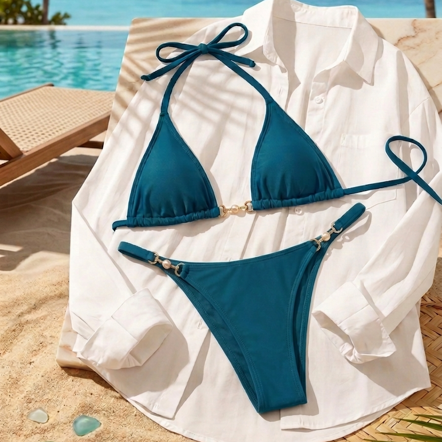 Women's Elegant Bikini with Metal Chain