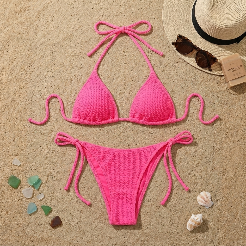 Lace-up Solid-Color Fashionable Bikini