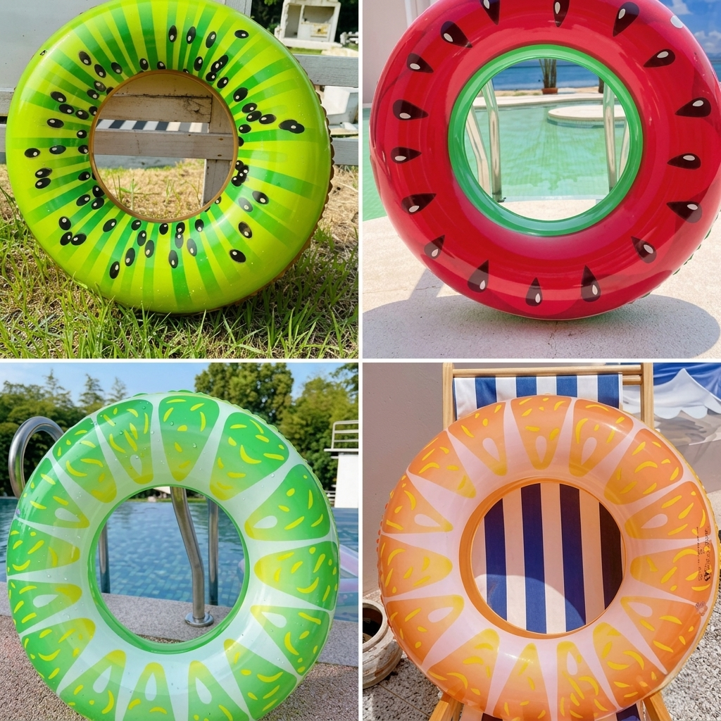 Kids Fruit-Shaped Inflatable Swimming Rings - Watermelon & Fruit Pool Floats