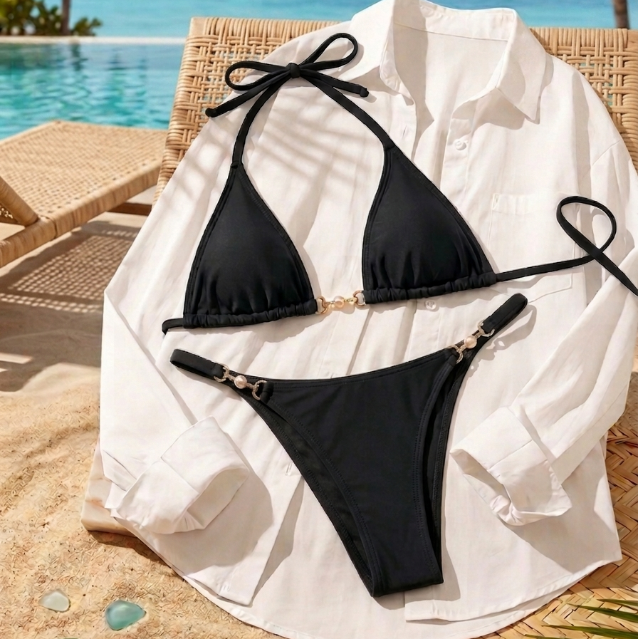 Women's Elegant Bikini with Metal Chain