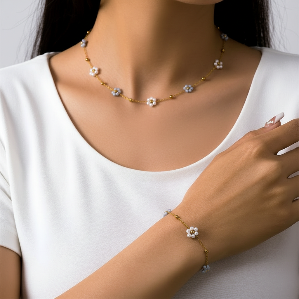 Women's Korean-style Fresh Flower Pearl Bracelet/Necklace