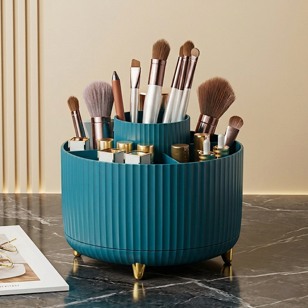 360° Rotating Makeup Brush Holder | Swivel Cosmetics Organizer