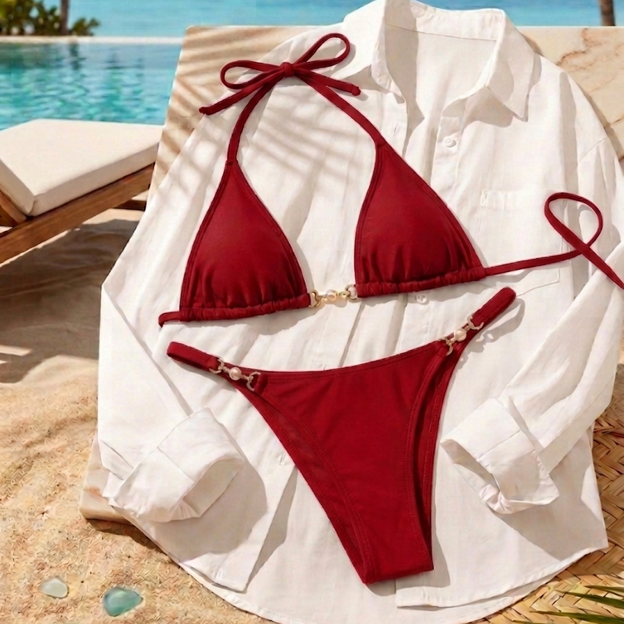 Women's Elegant Bikini with Metal Chain