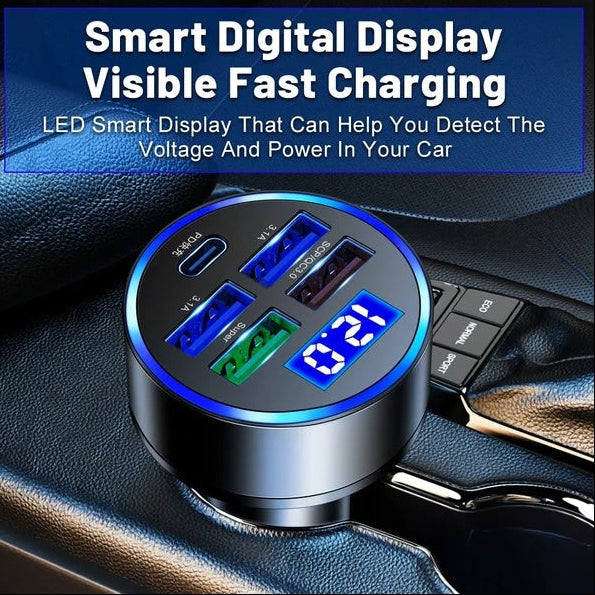 5 USB Port Car's Fast Charger-Adapter