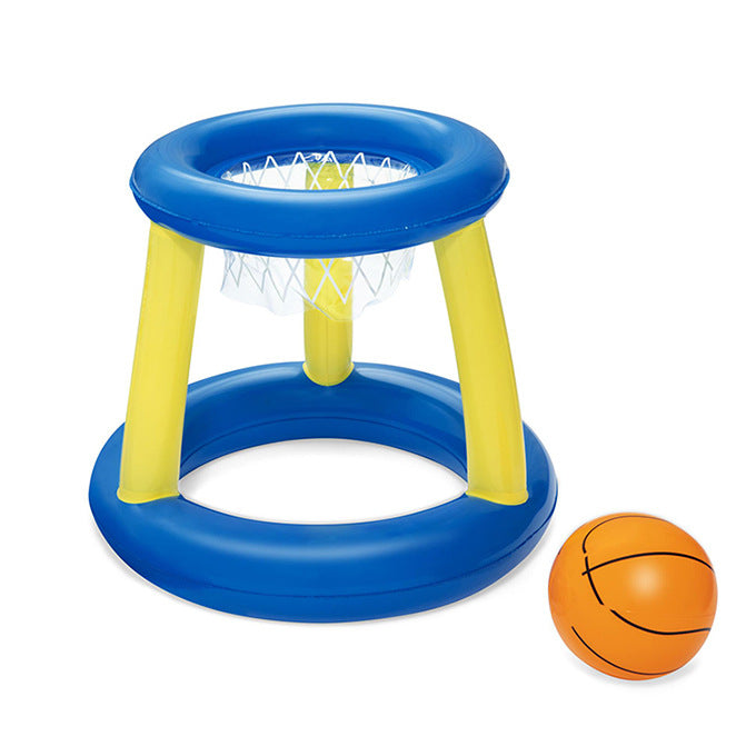 Children's inflatable basketball hoop with a basketball on a white background