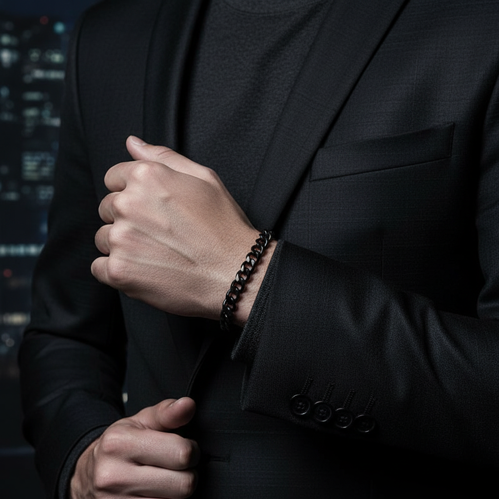 Six-sided Grinding Miami Cuban Titanium Steel Bracelet Adjustable Men