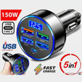 5 USB Port Car's Fast Charger-Adapter